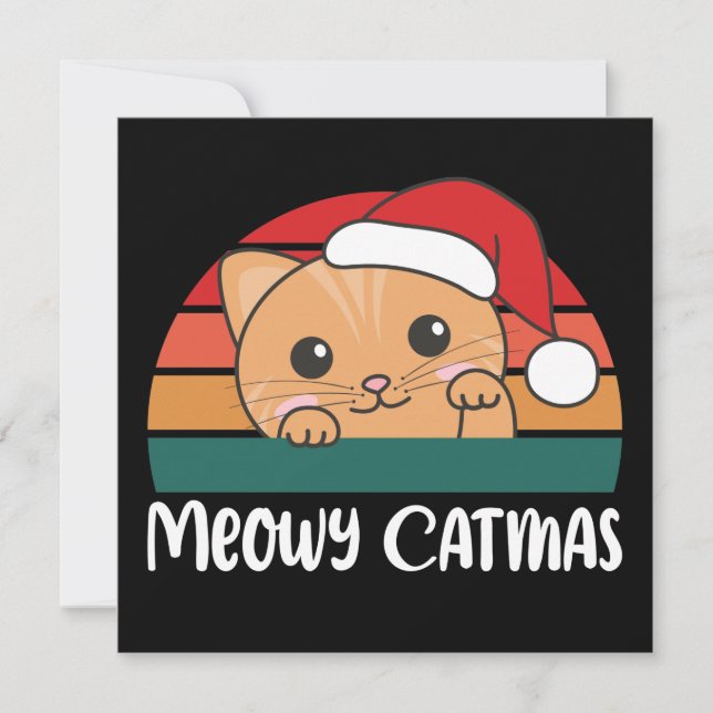 Feliz Natal Felino Convite Divertido para Gatos no (Frente)