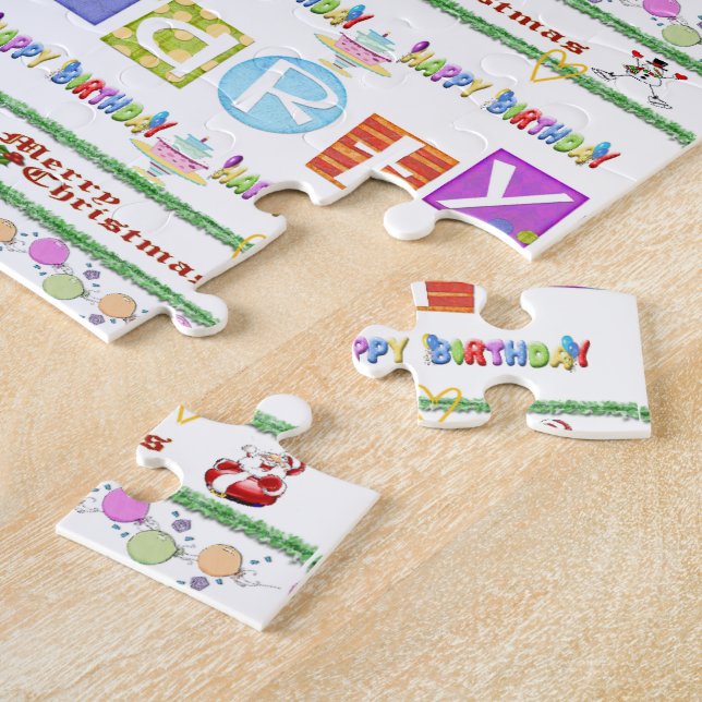 Feliz Natal Feliz Aniversário Quebra-Cabeça (Lateral)