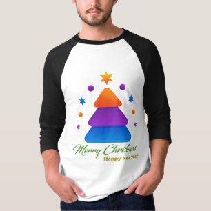 Feliz Natal Feliz Ano Novo Camiseta Manga 3/4 Masc