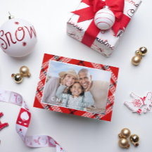 Feliz Natal Feriado de Foto da Xadrez Vermelha