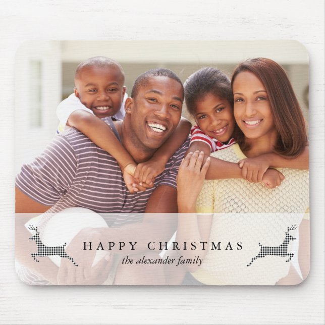 Feliz Natal Feriado, Rustic Deer Photo Mousepad (Frente)