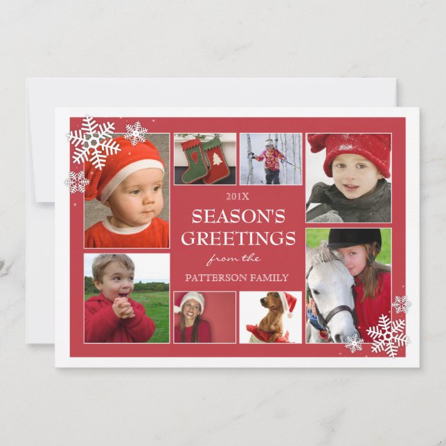 Feliz Natal Flocos de Neve 8 Cartão de Saudação Fo (Frente)