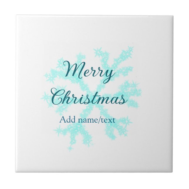 Feliz Natal flocos de neve azuis brilhando (Frente)