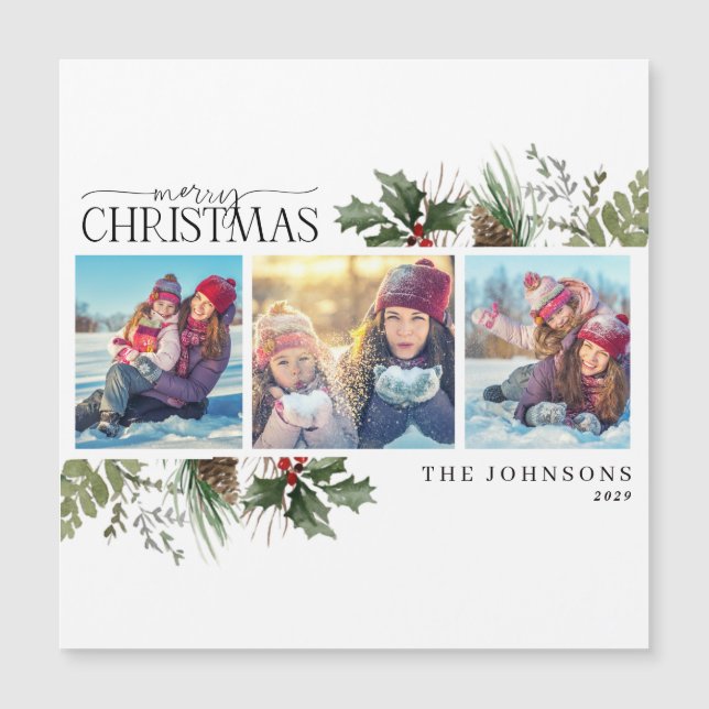 Feliz Natal Floresta Berry Pinecone Fotografia Mag (Frente)