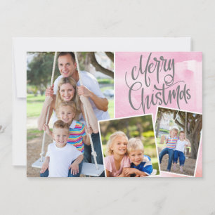 Feliz Natal - Foto de Cor de Água Rosa Moderna Tr