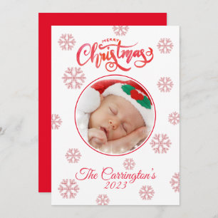 Feliz Natal Foto Vermelha Xadrez Flocos de Neve Fé