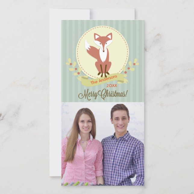 Feliz Natal Fox - Cartões de foto de Natal (Frente)