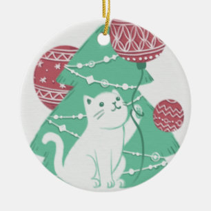 Feliz Natal: Gato e Ornamentos
