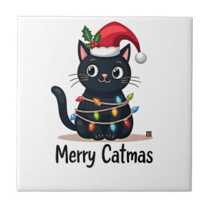 Feliz Natal Gato Gato Preto Luz de Natal Família