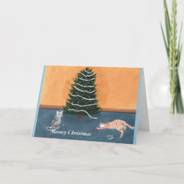 Feliz Natal Gatos sob os cartões de saudação das á