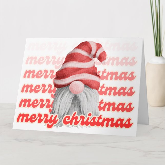 Feliz Natal Gnomo Cartão de Saudação (Frente)
