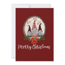 Feliz Natal Gnomos Vermelho Rústico, Cartão da Mod
