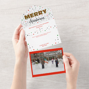 Feliz Natal Green Red Strike Stars Card