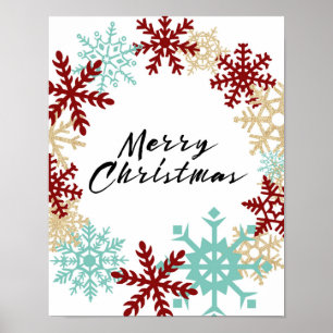 Feliz Natal - grinalda do floco de neve - poster