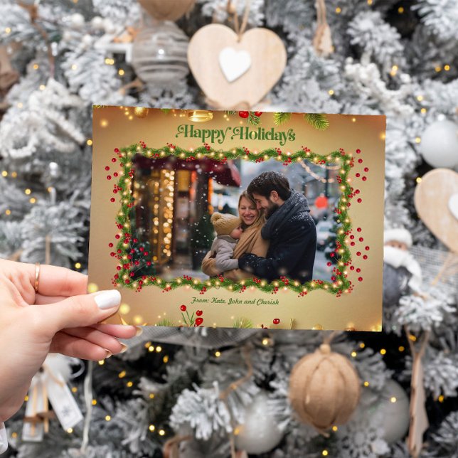 Feliz Natal Holly Fotografia Cartão de Natal (Criador carregado)