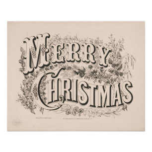 Feliz Natal, Impressão Vintage Currier & Ives
