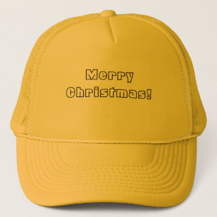Feliz Natal Impresso Boné de Texto Amarelo e Amare