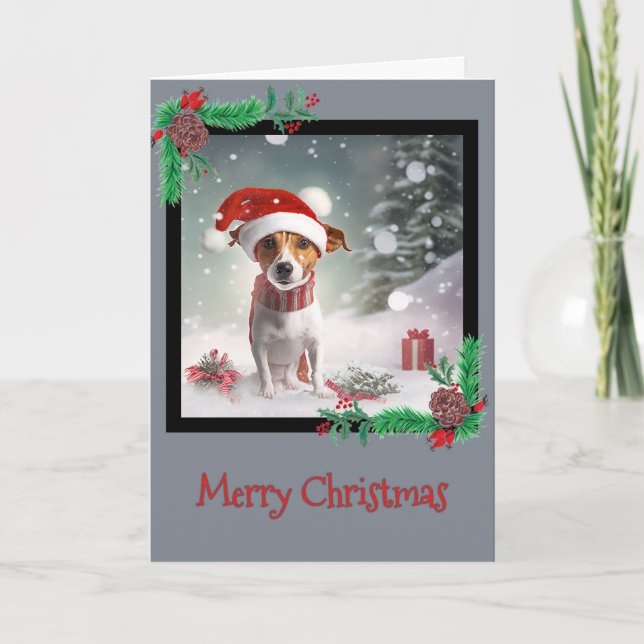 Feliz Natal Jack Russell Terrier - Cartão de Sauda (Frente)