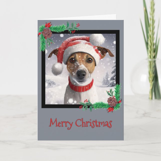 Feliz Natal Jack Russell Terrier - Cartão de Sauda (Frente)