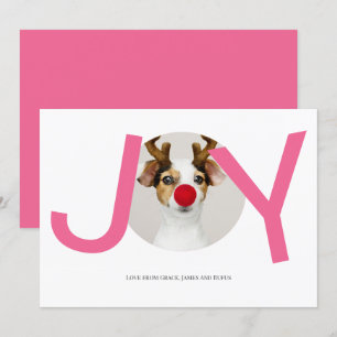 Feliz Natal Joy Cartão com fotos Rosa