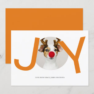 Feliz Natal Joy Orange Cartão com fotos
