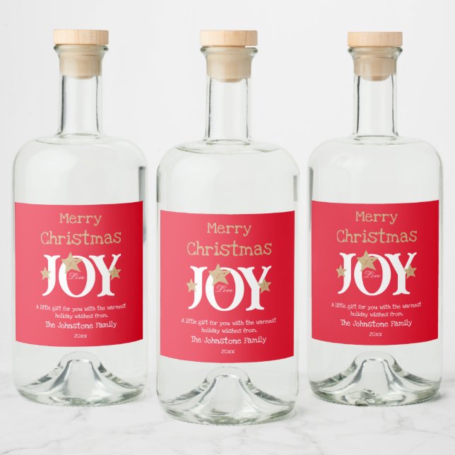 Feliz Natal Joy Presente Para Você Nome Vermelho B (Garrafas)