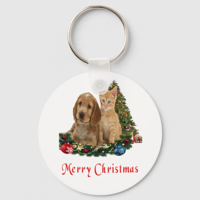 Feliz Natal Kitten e chaveiro de cachorrinho (Frente)