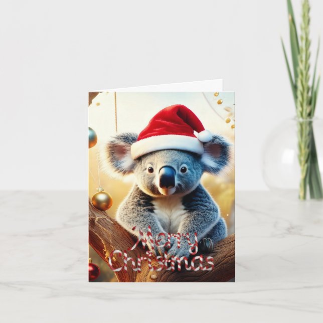 Feliz Natal Koala sentada no Cartão Gumtree (Frente)