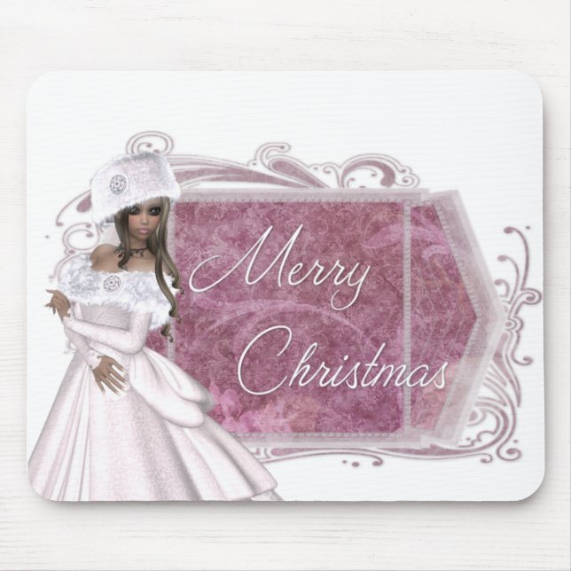Feliz Natal Lady Winter Designed Mousepad (Frente)