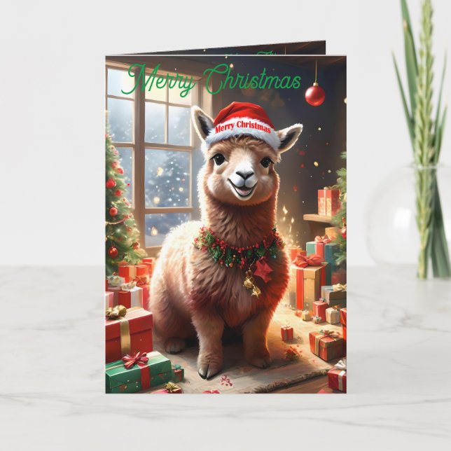 Feliz Natal Llama, Cartão de Natal (Frente)