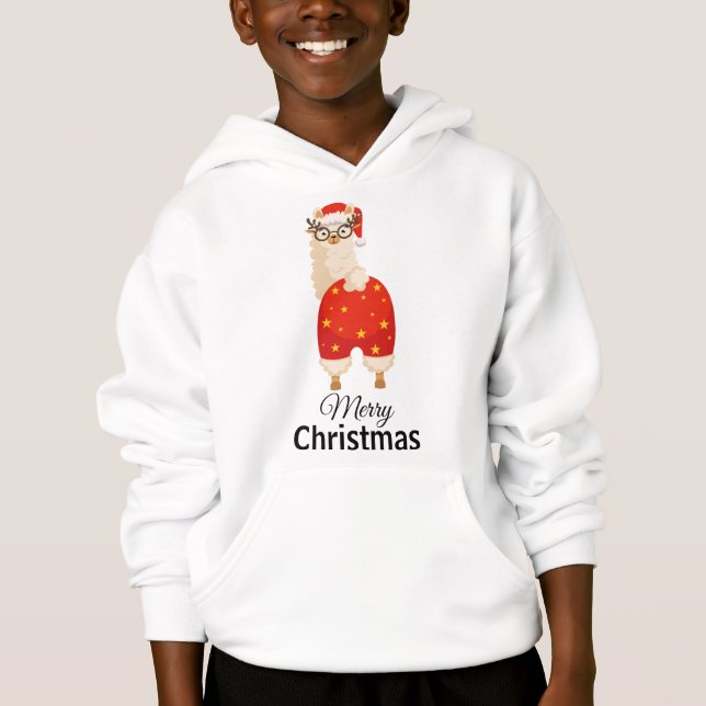 Feliz Natal Llama Papai Noel Desenho Simples Fofo (Frente)