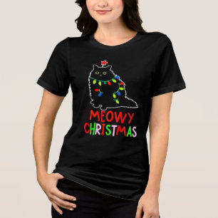 Feliz Natal Luzes de Natal Pijama de Gato Preto
