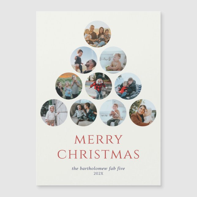 Feliz Natal Magnet 10 Fotos Vermelha (Frente)