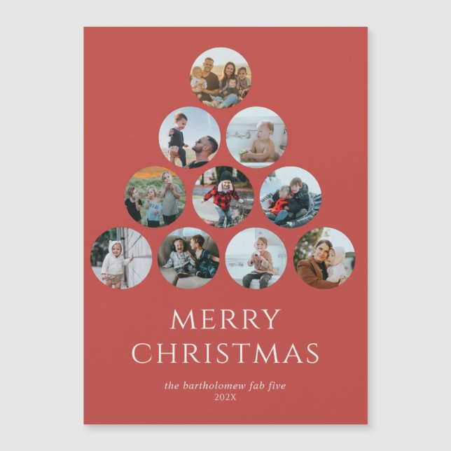 Feliz Natal Magnet 10 Fotos Vermelha (Frente)