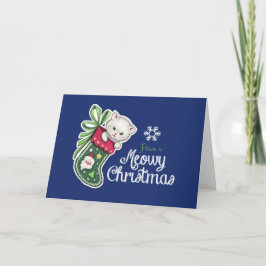 Feliz Natal Meowy Cartão de Boas Festas de Rena