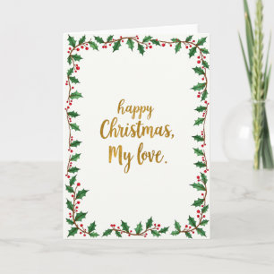Feliz Natal Meu Amor Cartão de Aquarela com Azevin