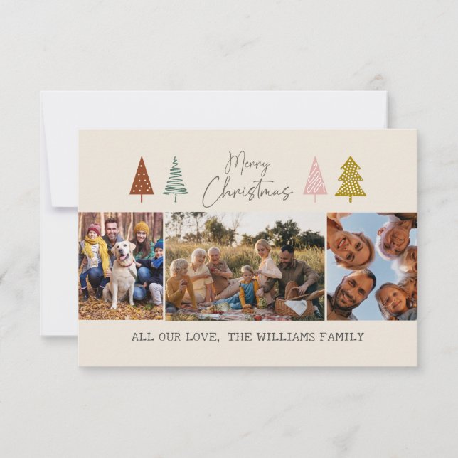 Feliz Natal Moderno 3 PhotoCollage Cartão de Féria (Frente)