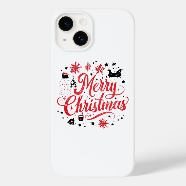 Feliz Natal Moderno Design | Vermelho e Branco (Verso)