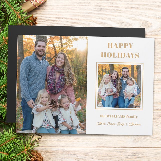 Feliz Natal Moderno em Ouro com Duas Fotos (Criador carregado)