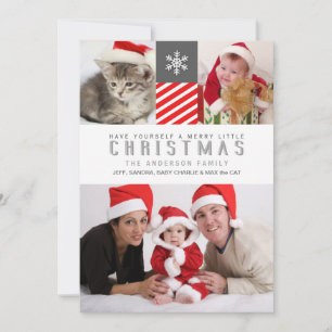 Feliz Natal Moderno Stripes Cartões com fotos de