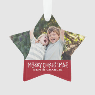 Feliz Natal Monograma de Ornamento em Estrela Ve