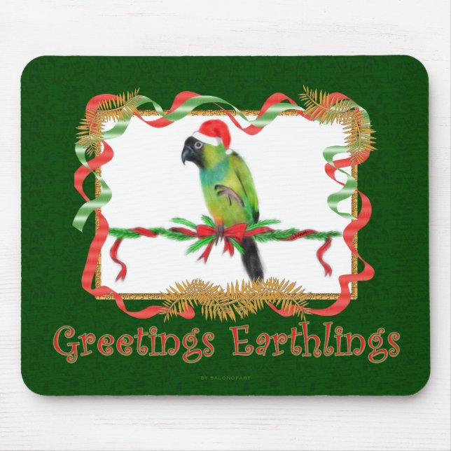 Feliz Natal Mousepad Nanday Conure Parrot (Frente)