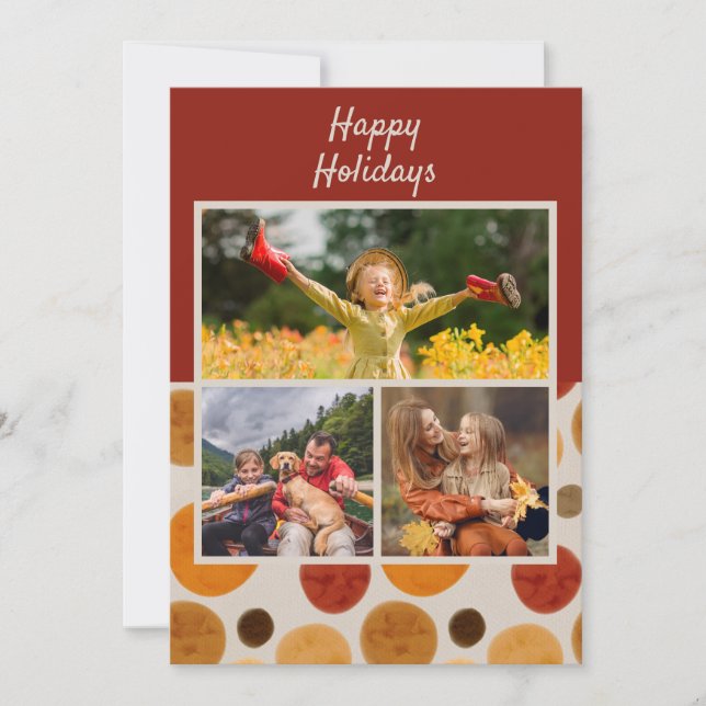 Feliz Natal Natal Moderno Watercolor 3 Foto (Frente)