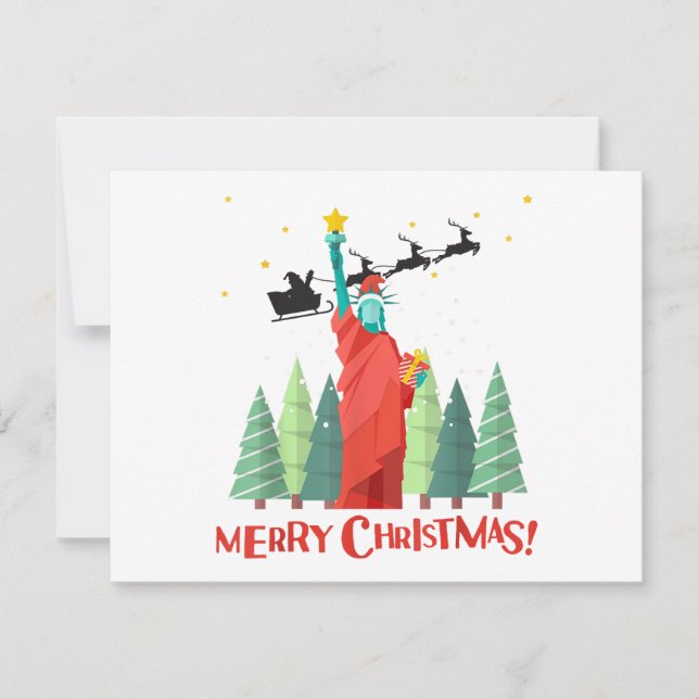 Feliz Natal Nova Iorque Santa Claus Estátua Do Lib (Frente)