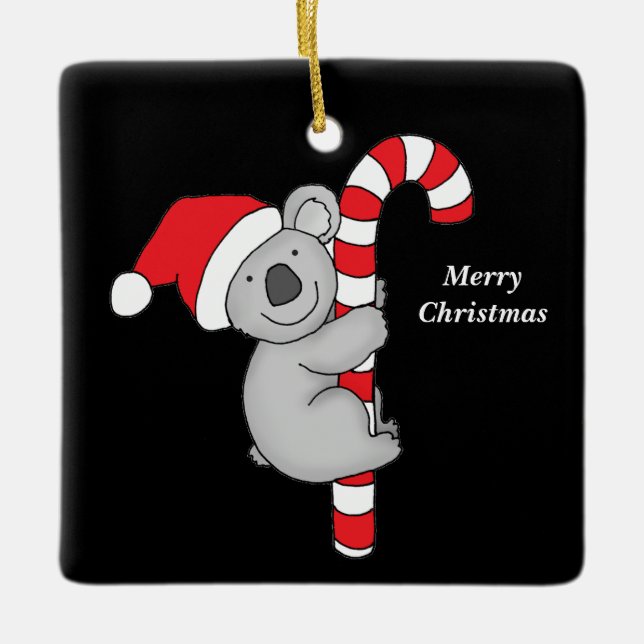 Feliz Natal Ornamento Cerâmico do Urso Koala (Frente)