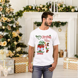 Feliz Natal Papá Elf Camisa Básica Masculina