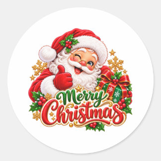 Feliz Natal Papai Noel Adesivo Redondo de 3 Polega