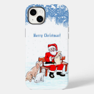 Feliz Natal - Papai Noel com Gato e Cachorro