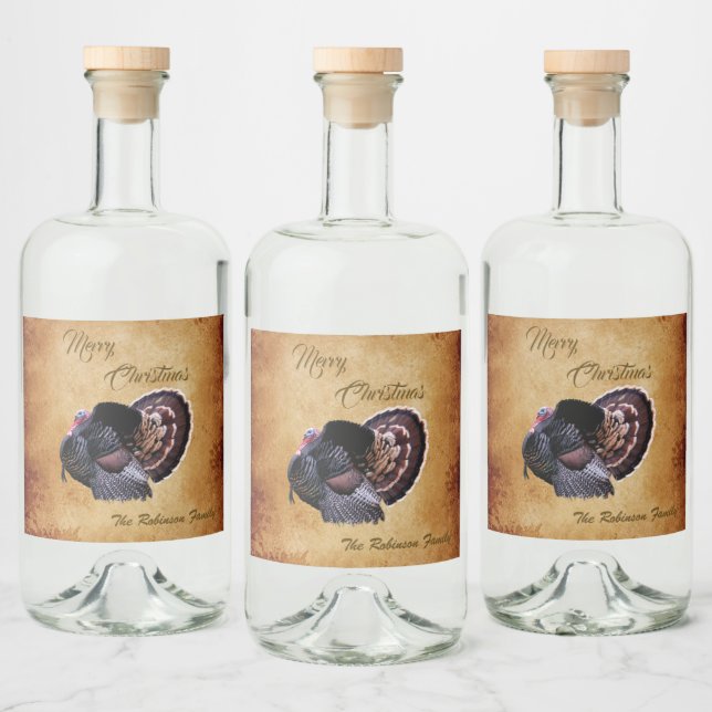 Feliz Natal para a Turquia Selvagem Personalizada (Garrafas)