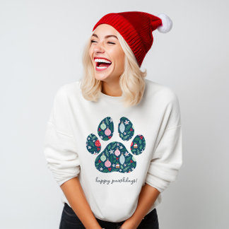 Feliz Natal Pawlidays Suéter Amante de Cachorro 